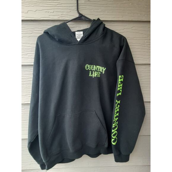 Country Life Hoodie Black Gildan Sweater Antlers Men's Size L - Picture 3 of 10